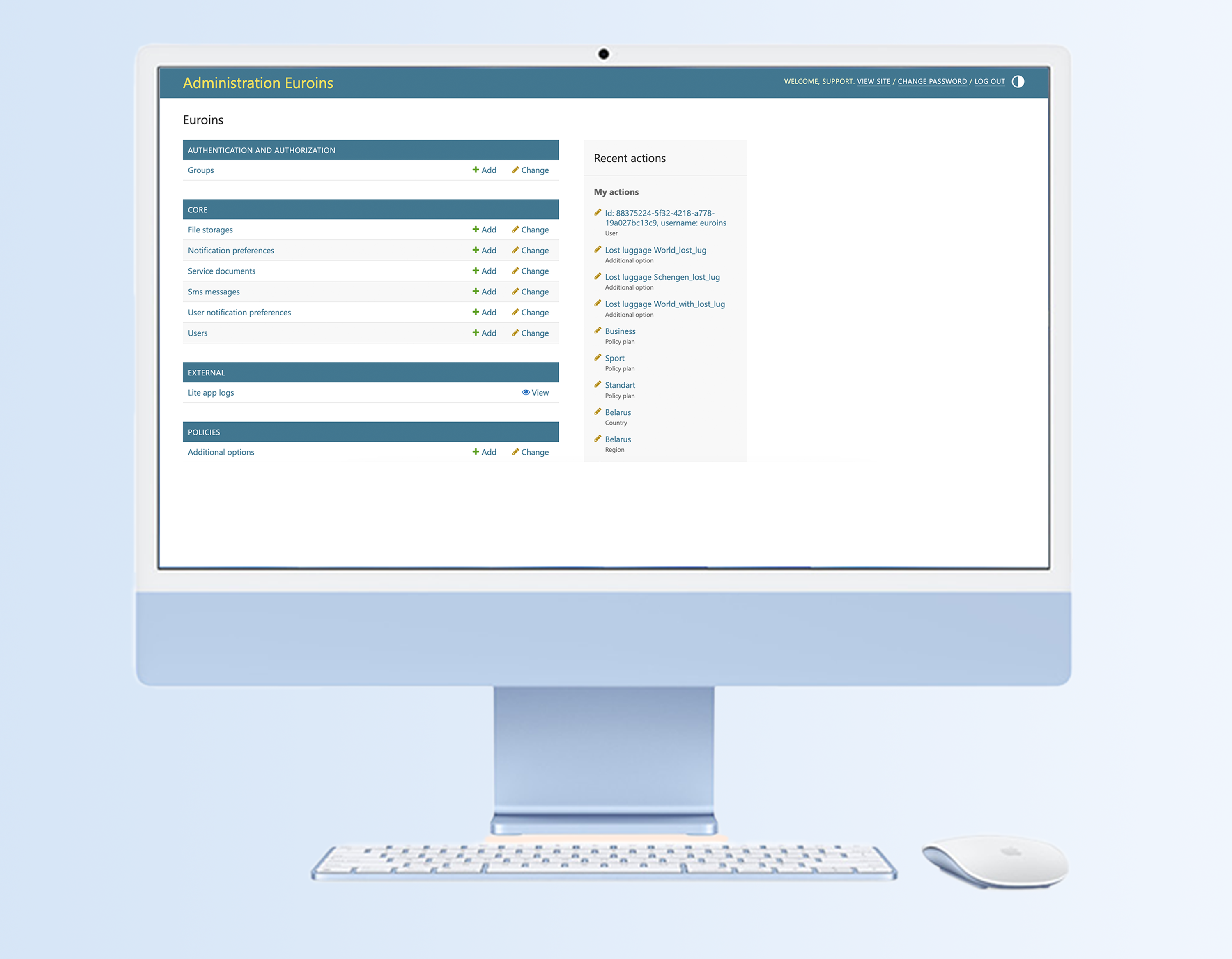 Euroins Admin Panel