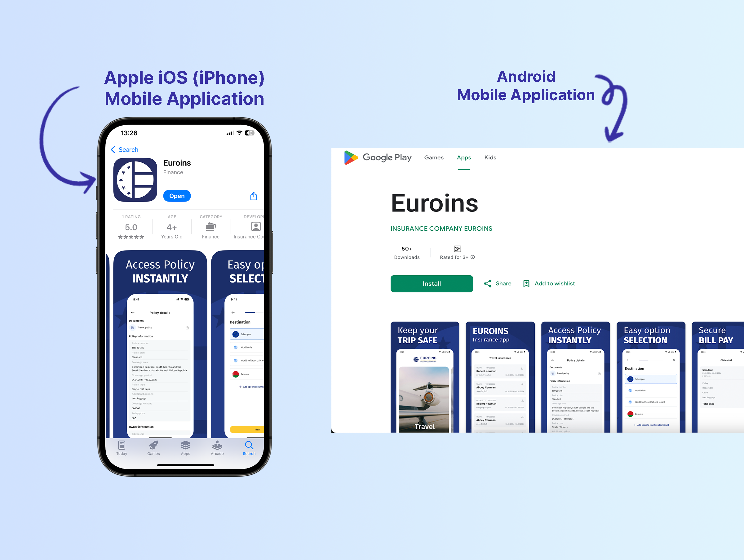 Euroins cases iOs Android
